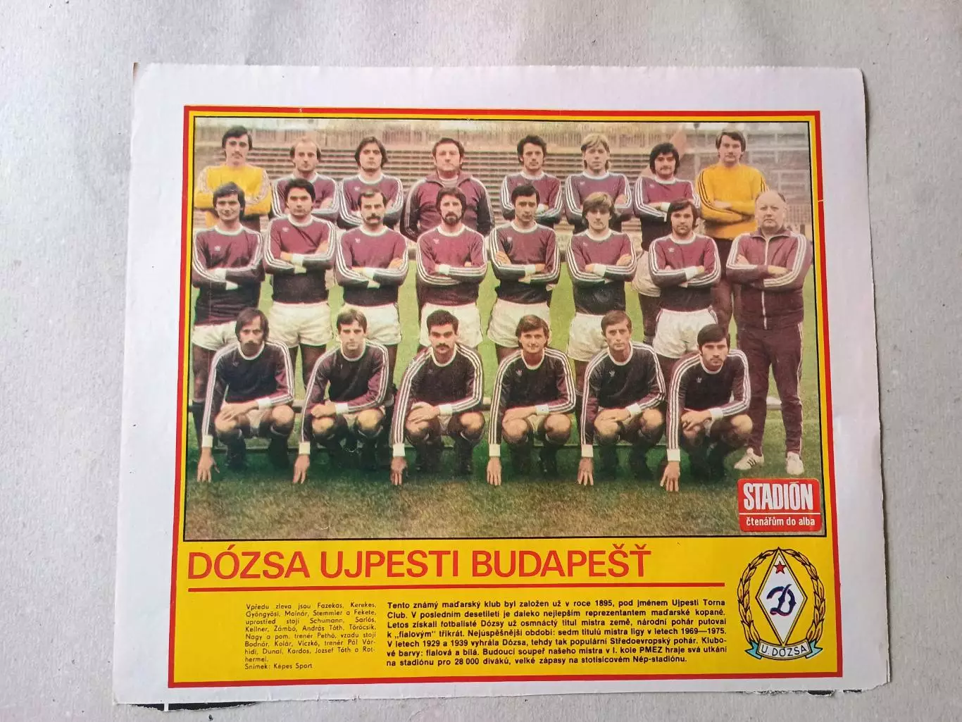 Плакат из журнала Стадион- Dozsa 13