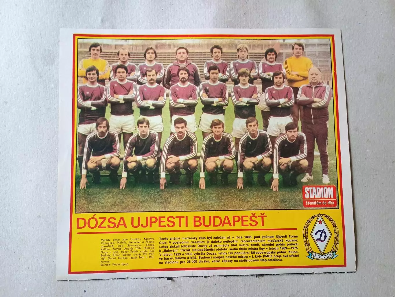 Плакат из журнала Стадион- Dozsa 14