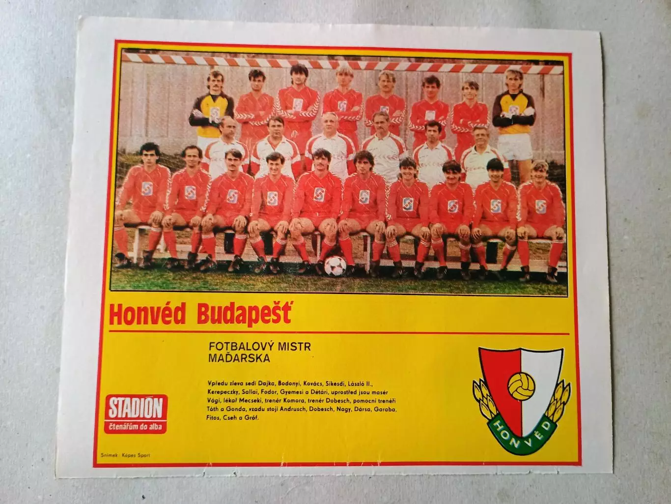 Плакат из журнала Стадион- Honved