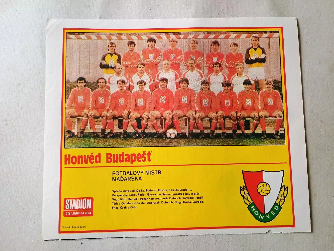 Плакат из журнала Стадион- Honved 2