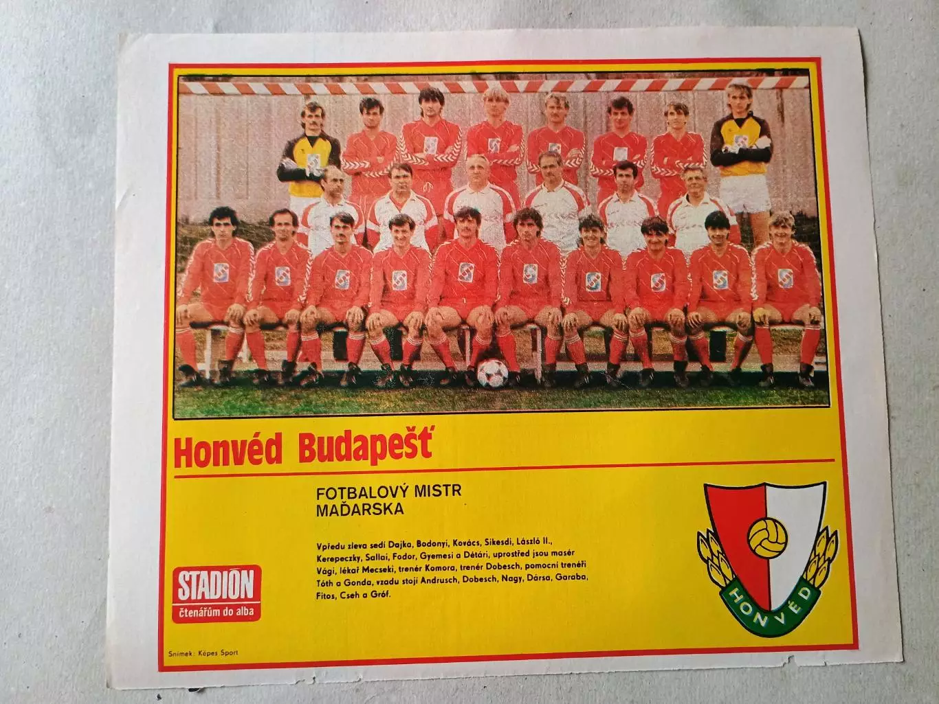 Плакат из журнала Стадион- Honved 3