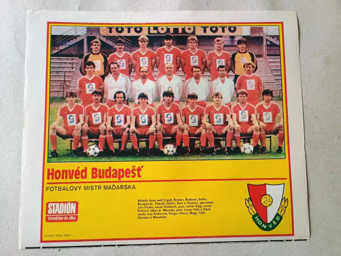 Плакат из журнала Стадион- Honved 6