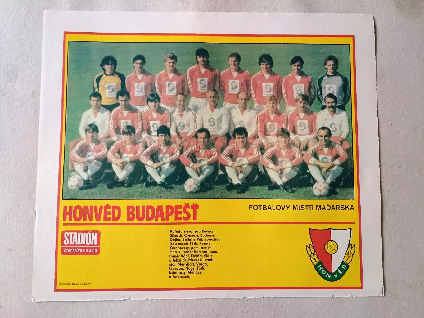 Плакат из журнала Стадион- Honved 12