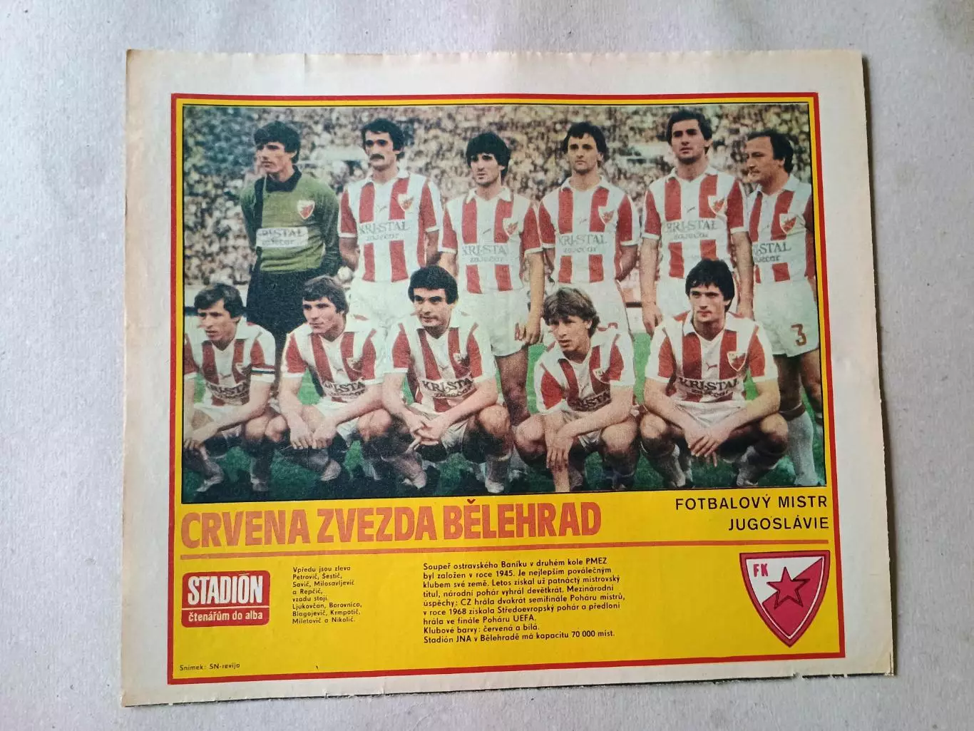 Плакат из журнала Стадион- Crvena Zvezda 7