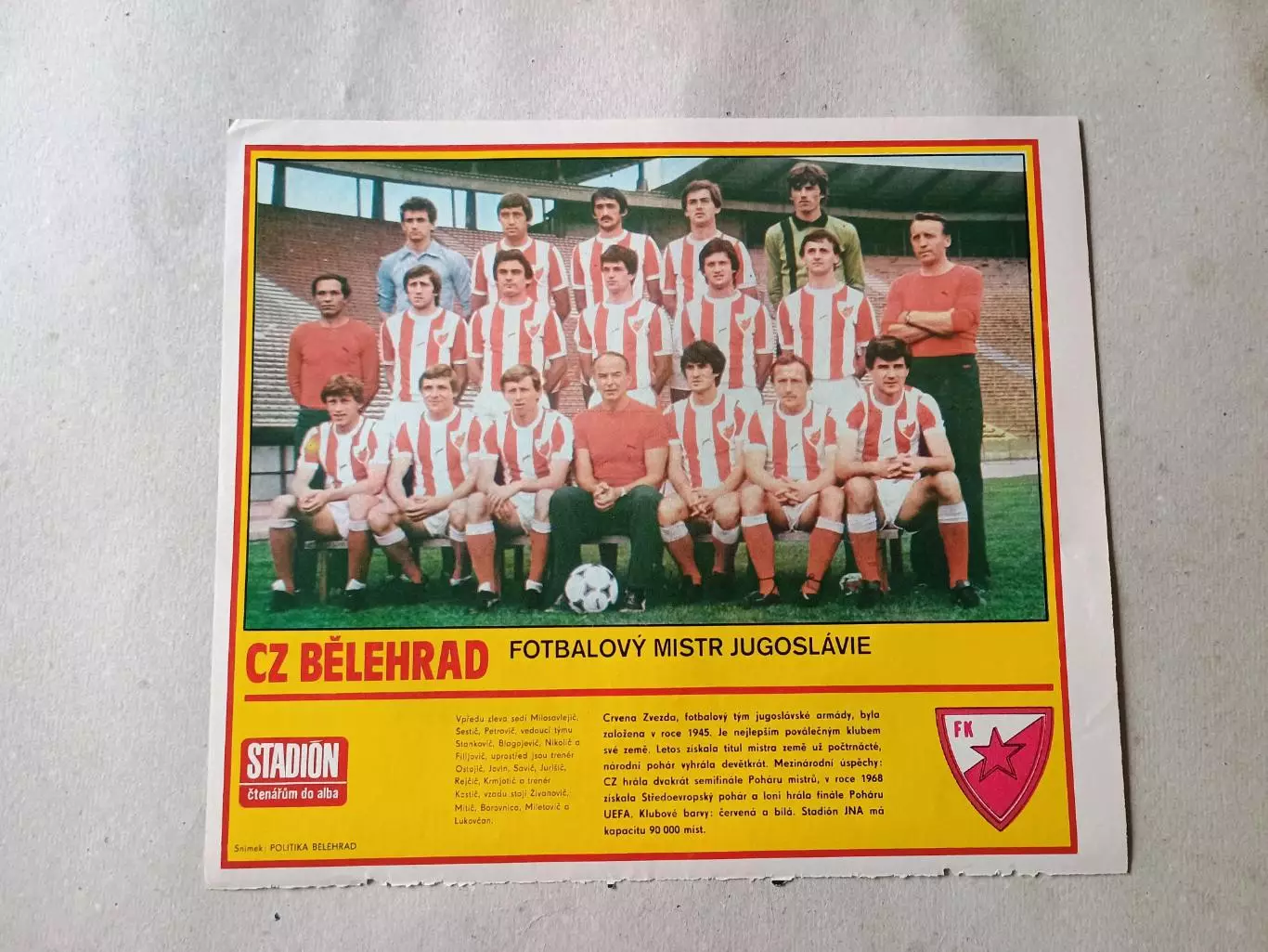 Плакат из журнала Стадион- Crvena Zvezda 13