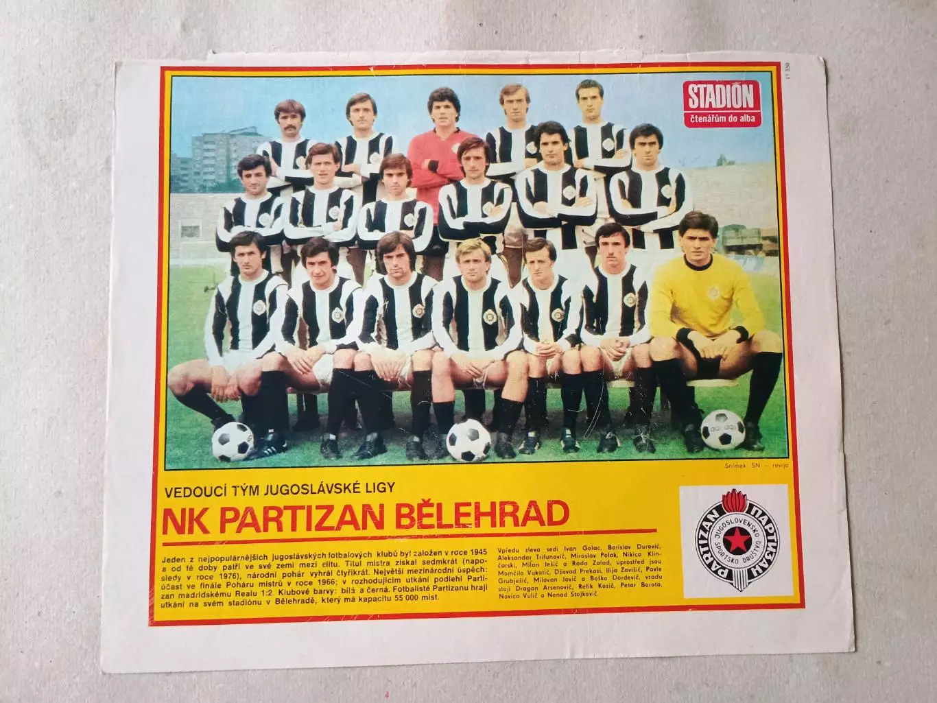 Плакат из журнала Стадион- Partizan 2