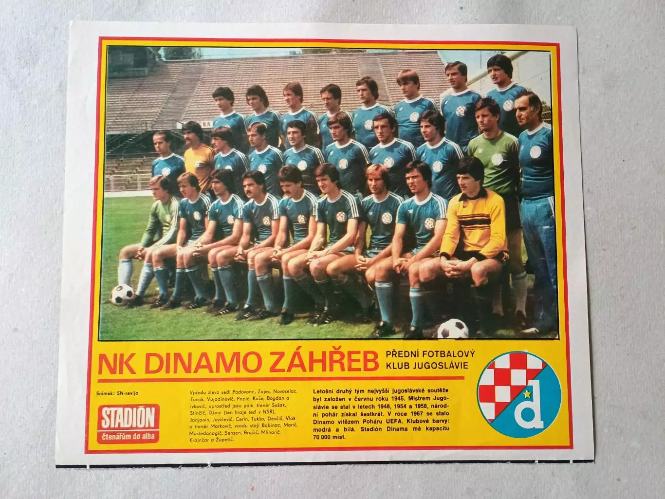 Плакат из журнала Стадион- Zagreb 8