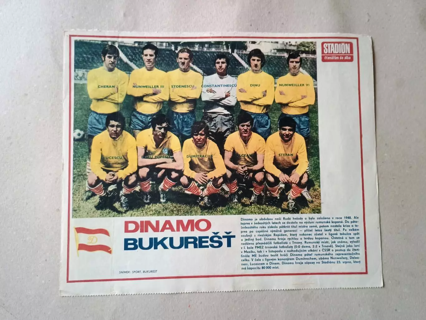 Плакат из журнала Стадион- Dinamo Bucurest 2
