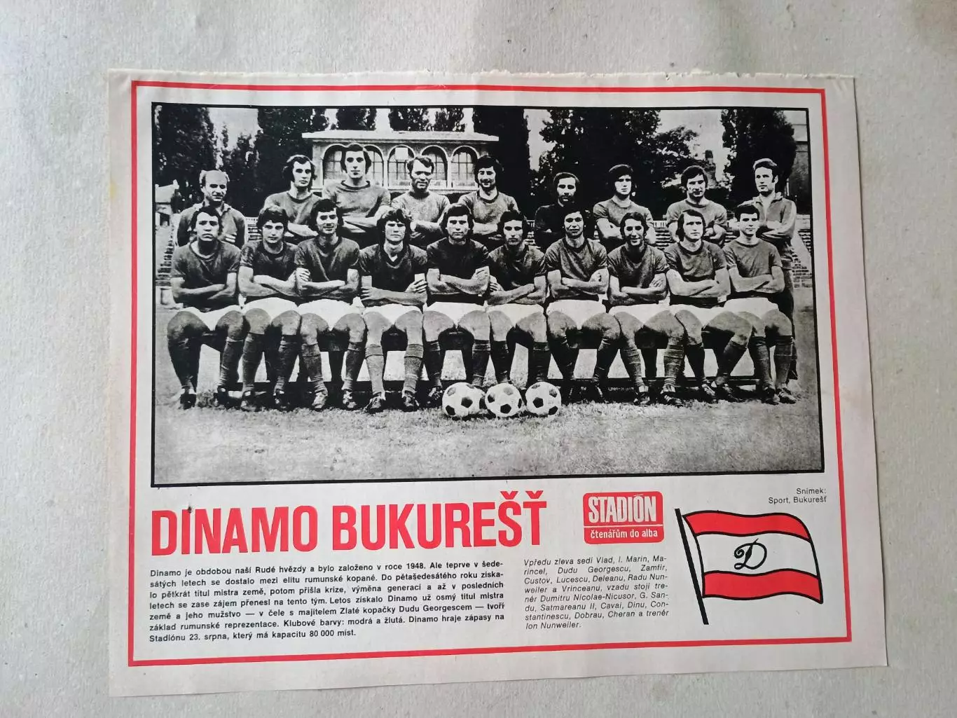 Плакат из журнала Стадион- Dinamo Bucurest 7