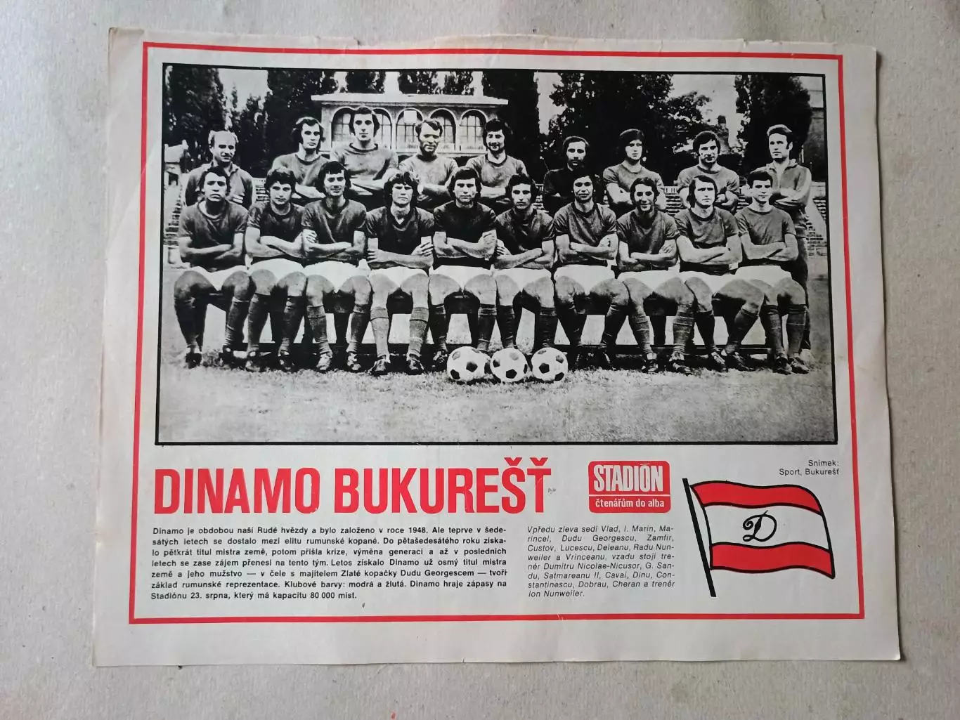 Плакат из журнала Стадион- Dinamo Bucurest 8