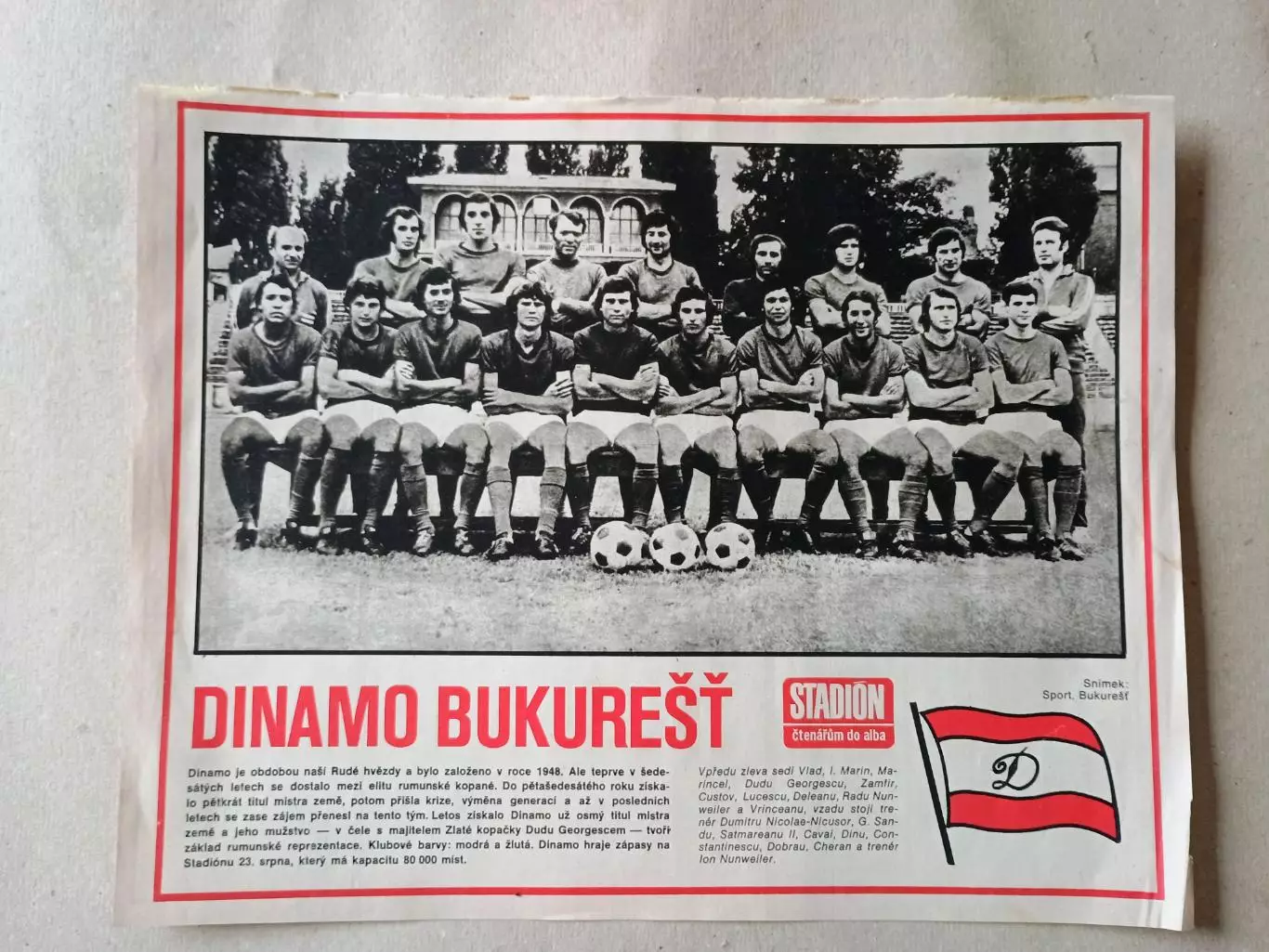Плакат из журнала Стадион- Dinamo Bucurest 9