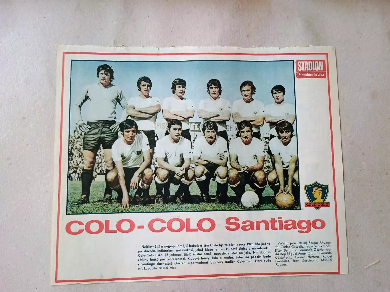 Плакат из журнала Стадион- Colo Colo