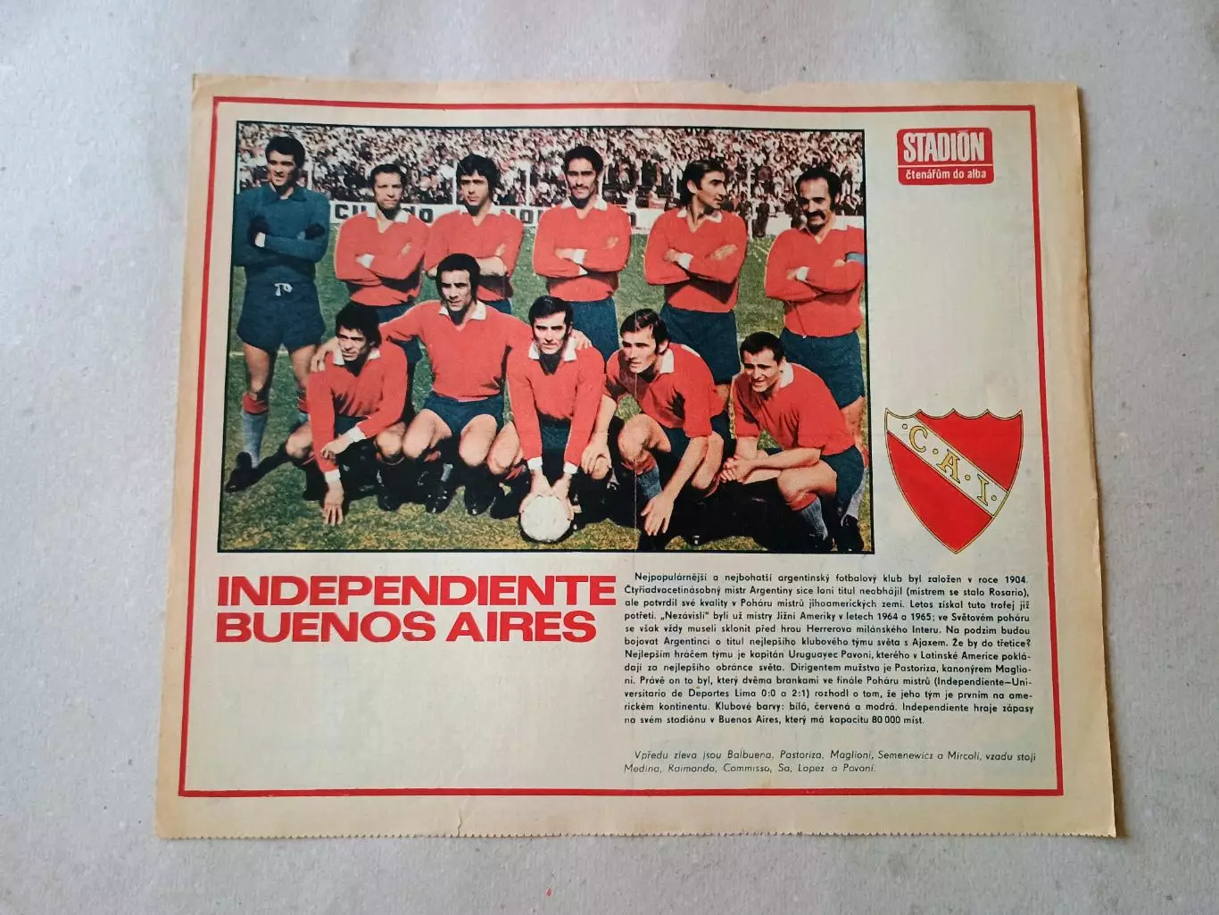 Плакат из журнала Стадион- Independiente