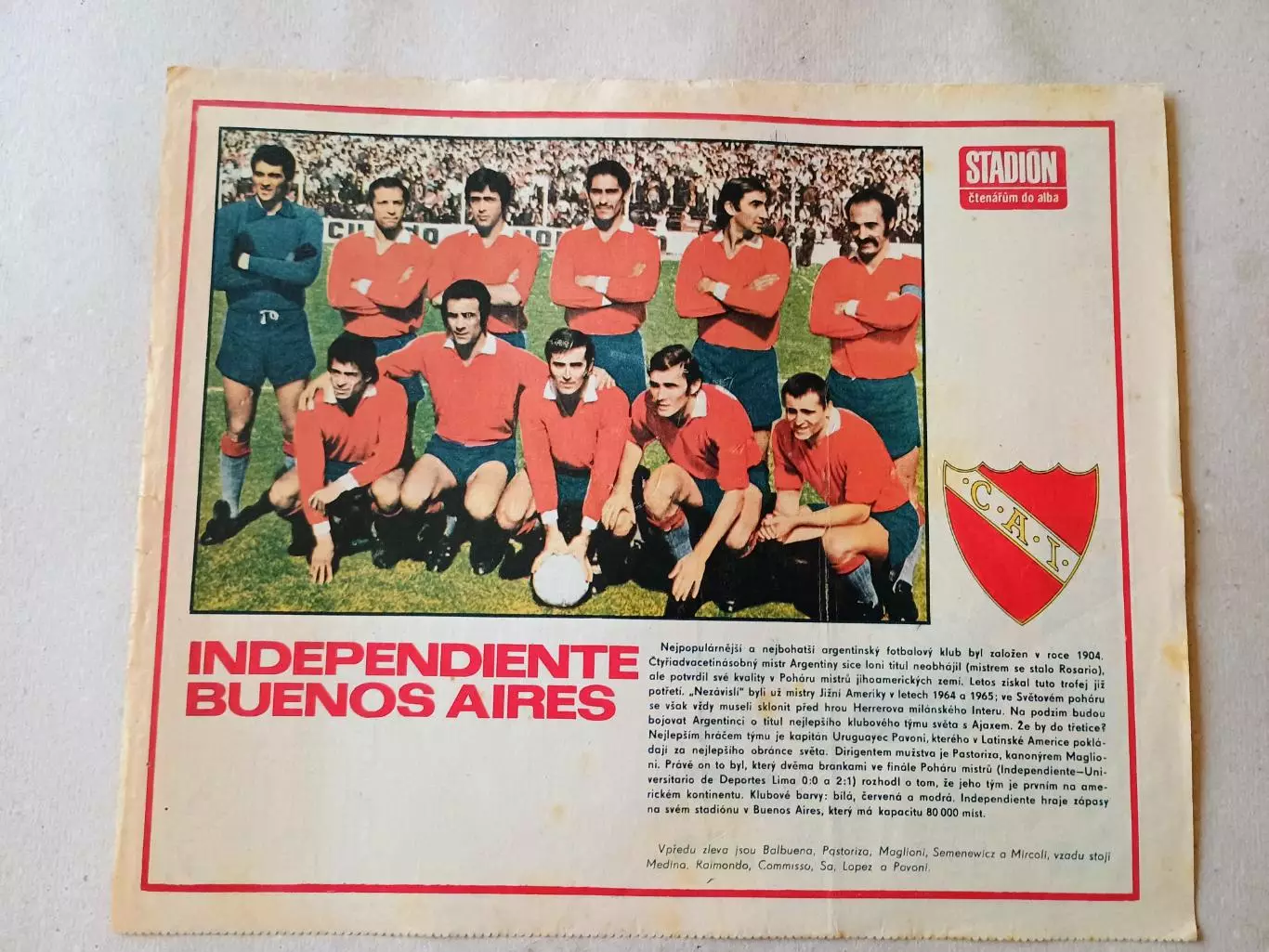 Плакат из журнала Стадион- Independiente 3