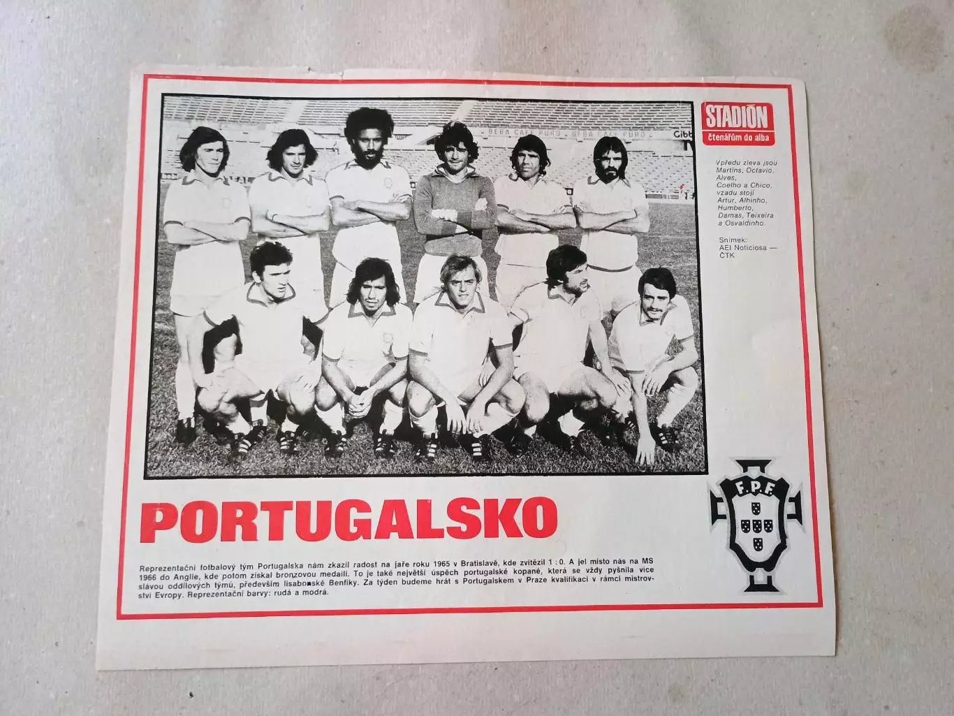 Плакат из журнала Стадион- Portugalsko 4