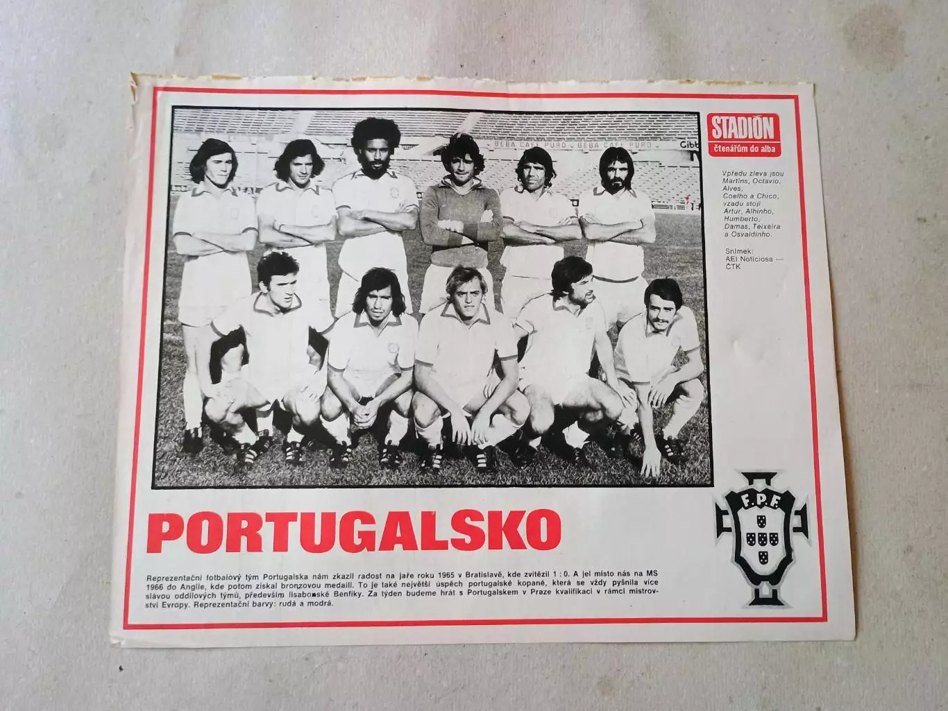 Плакат из журнала Стадион- Portugalsko 6