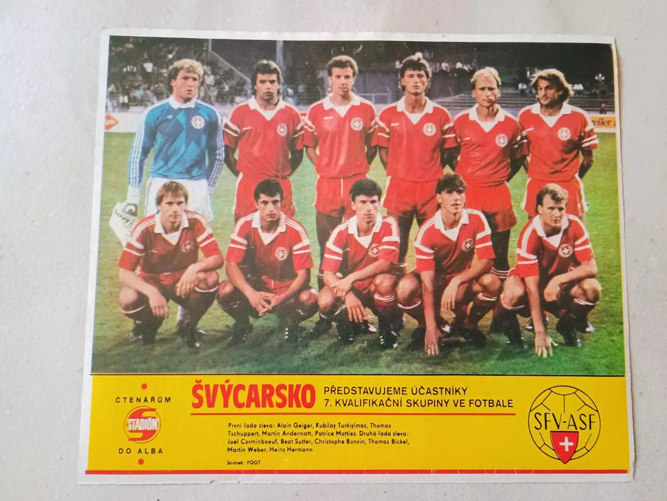 Плакат из журнала Стадион- Svycarsko