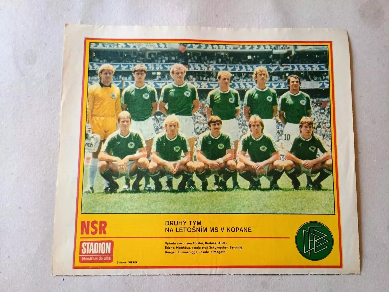 Плакат из журнала Стадион- Nemecko 2