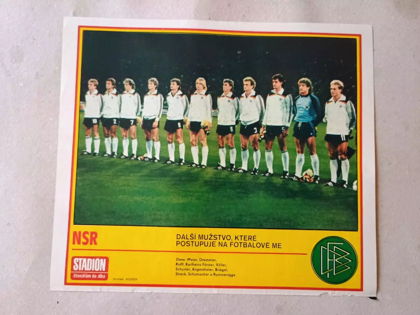 Плакат из журнала Стадион- Nemecko 16