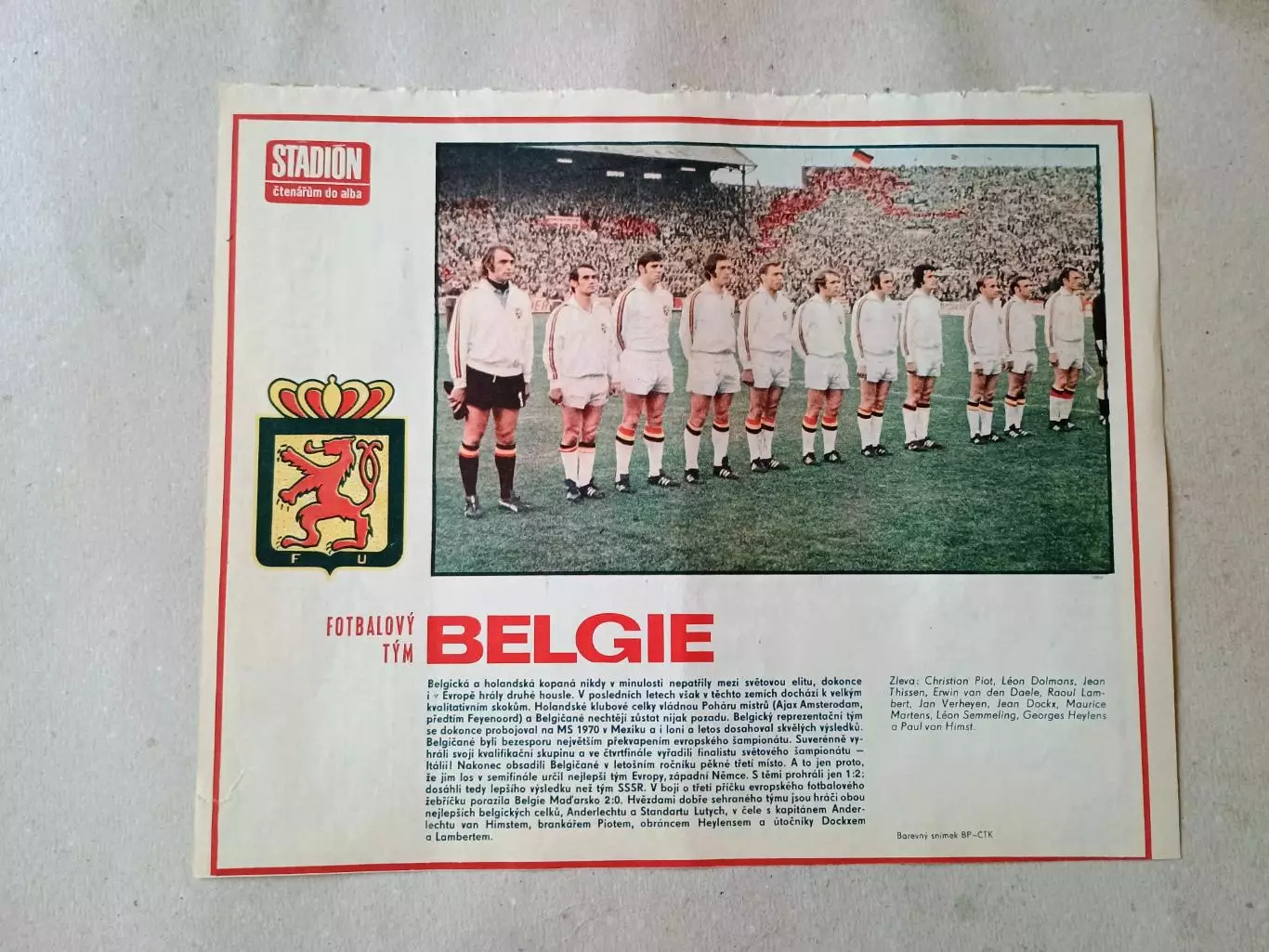 Плакат из журнала Стадион- Belgie 10