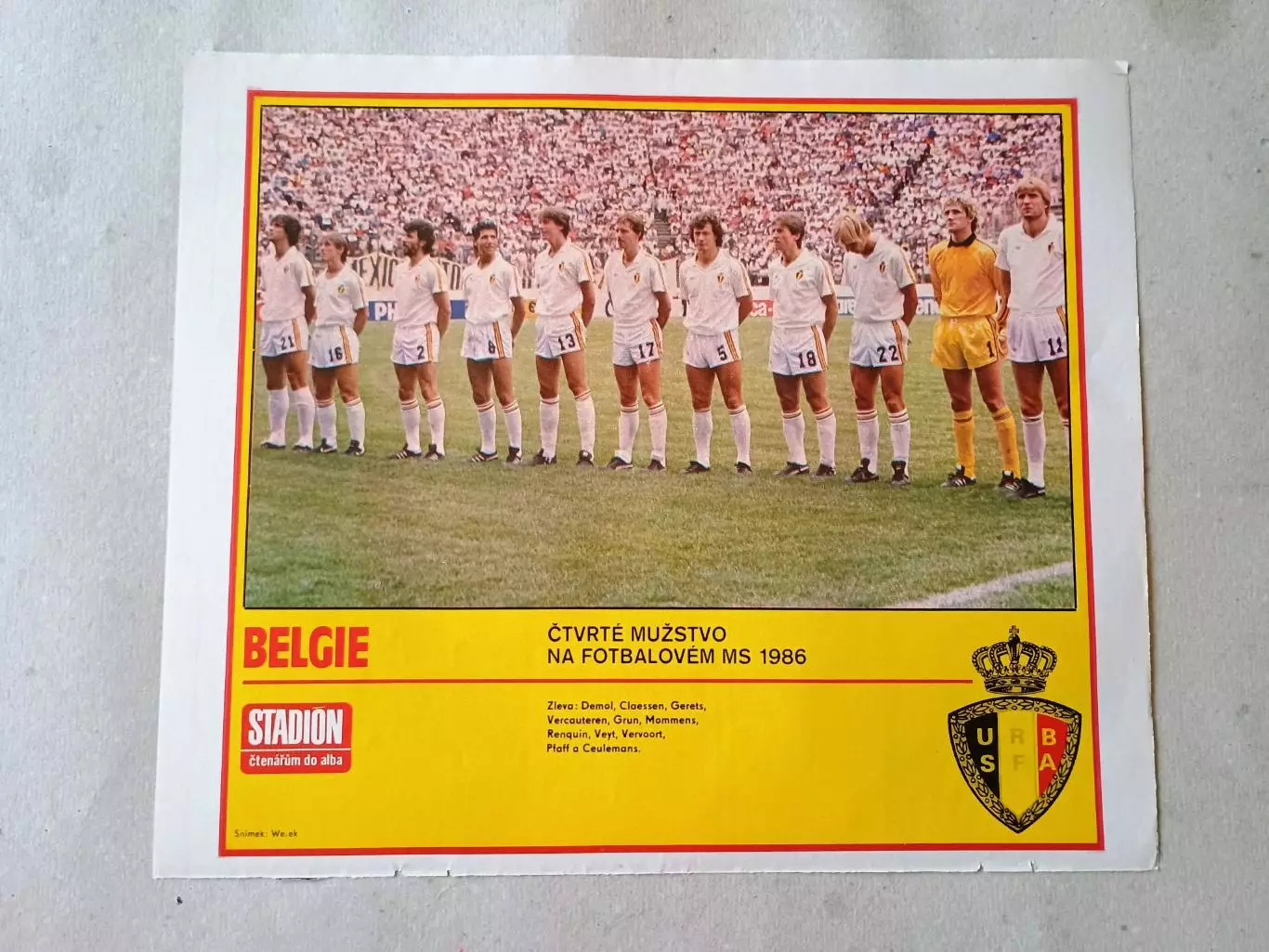Плакат из журнала Стадион- Belgie 14