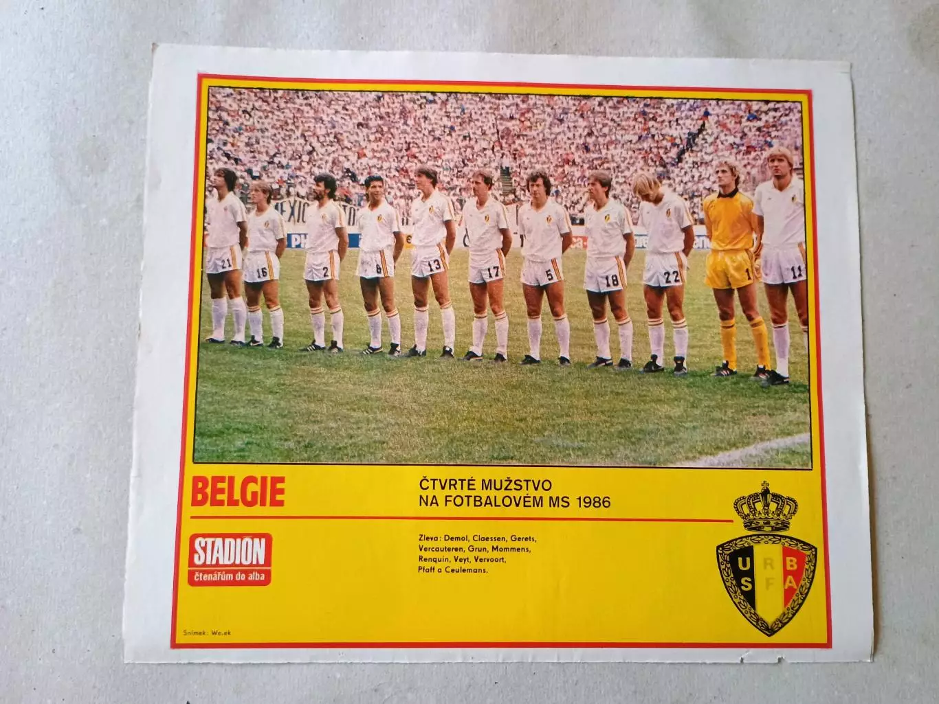 Плакат из журнала Стадион- Belgie 15