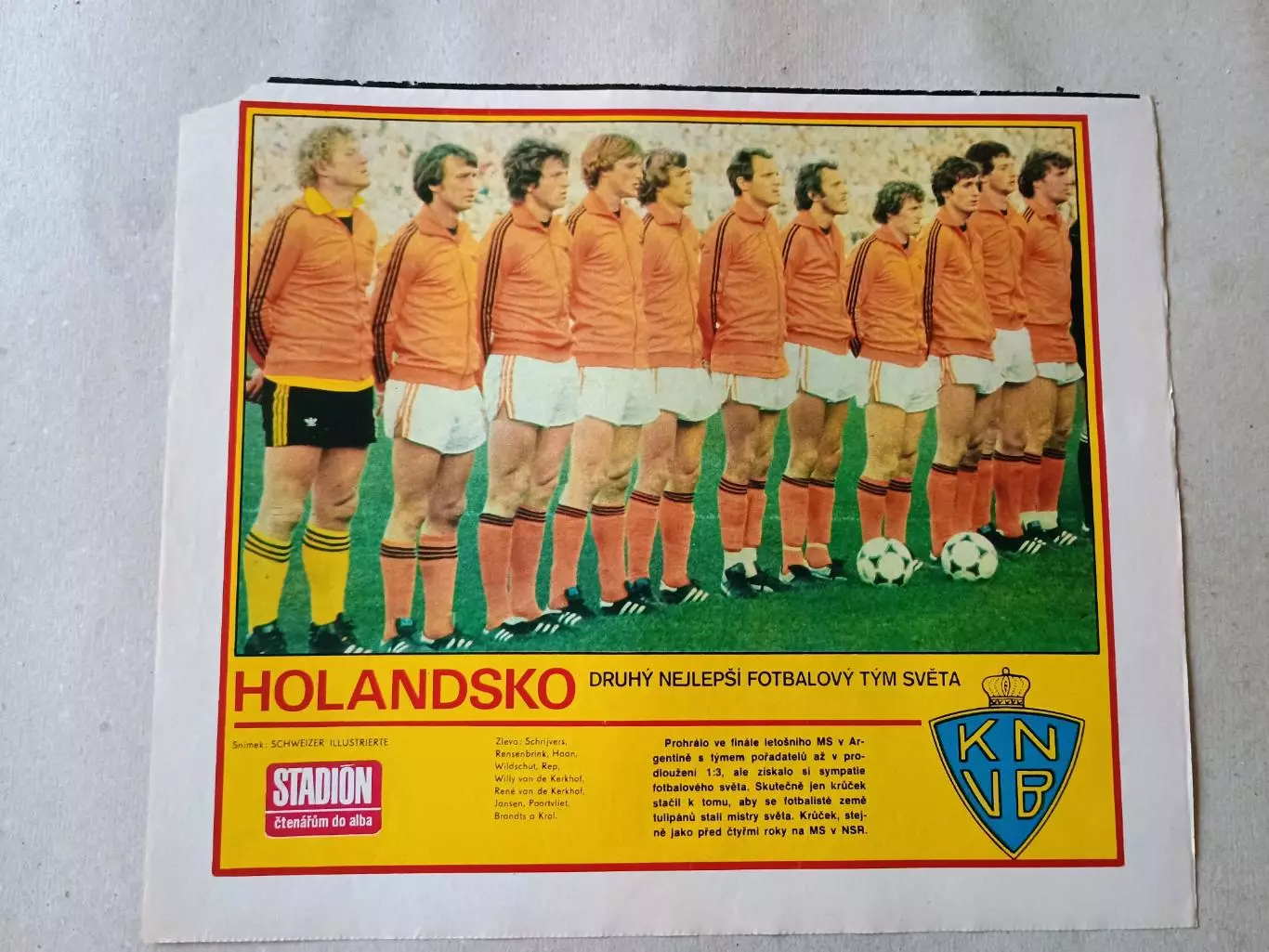 Плакат из журнала Стадион- Holandsko