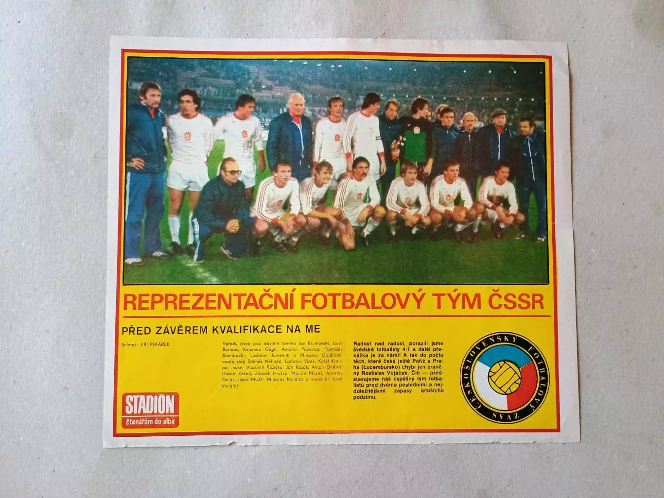Плакат из журнала Стадион- CSSR 3