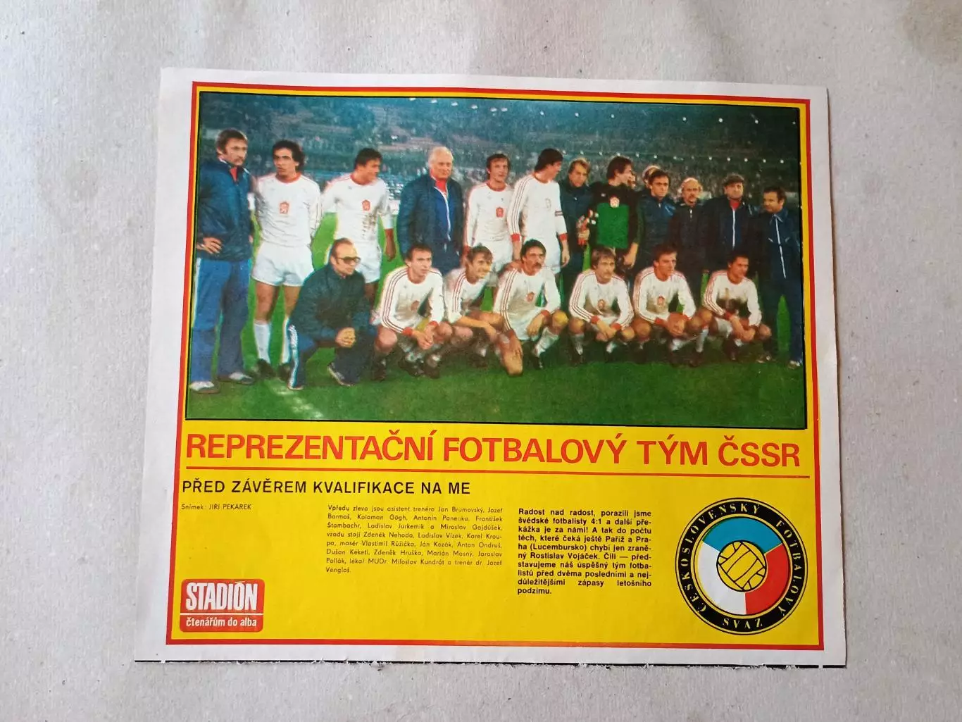 Плакат из журнала Стадион- CSSR 5