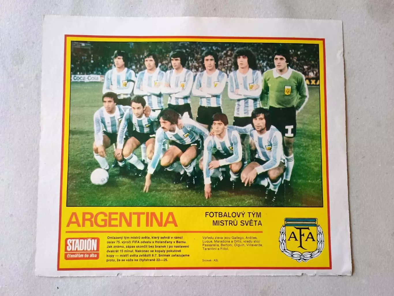 Плакат из журнала Стадион- Argentina