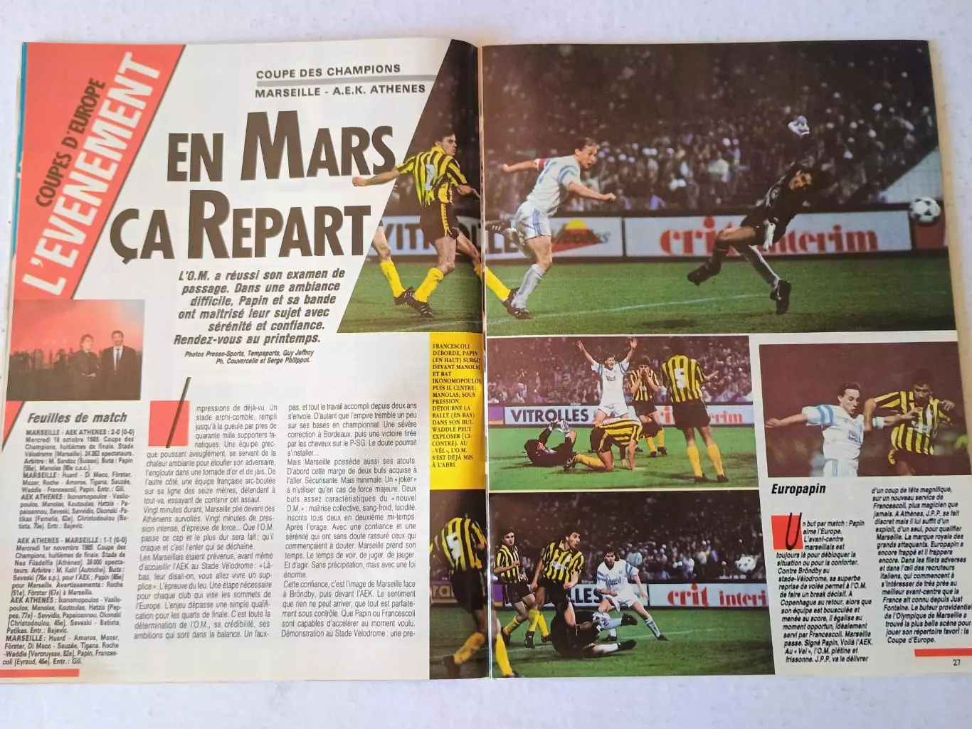 Onze mondial n.10/ 1989-отсутствует плакат A2 1