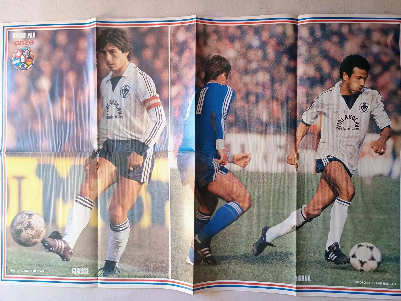 Poster A1- Giresse,Tigana,Bravo,Genghini - поврежденный