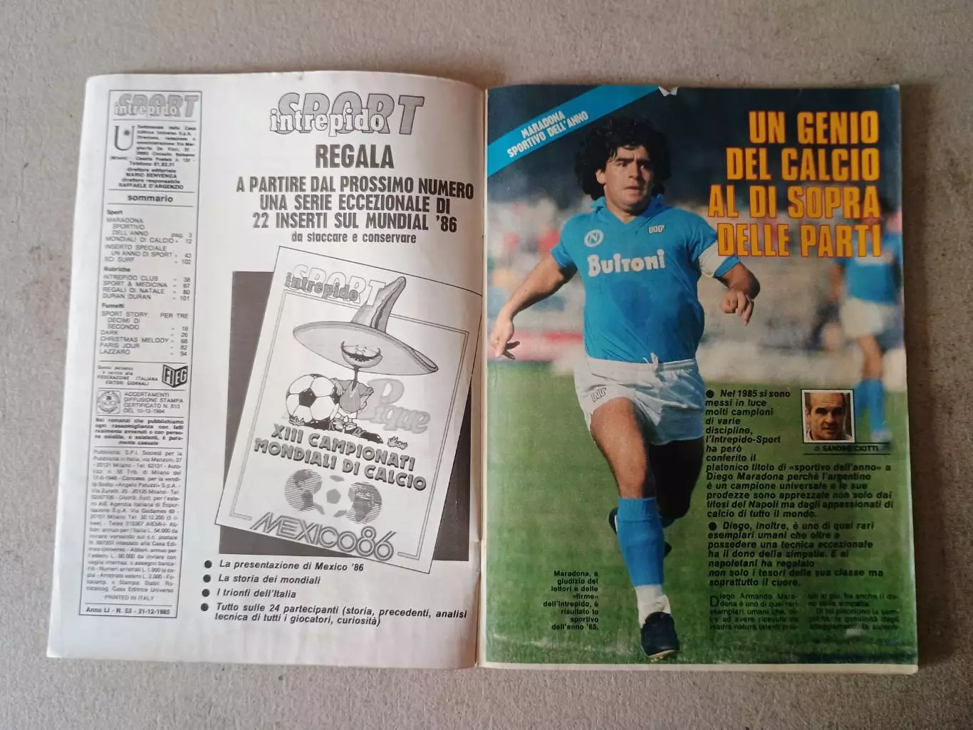 Sport Intrepido 53/1985 - отсутствует календарь 1