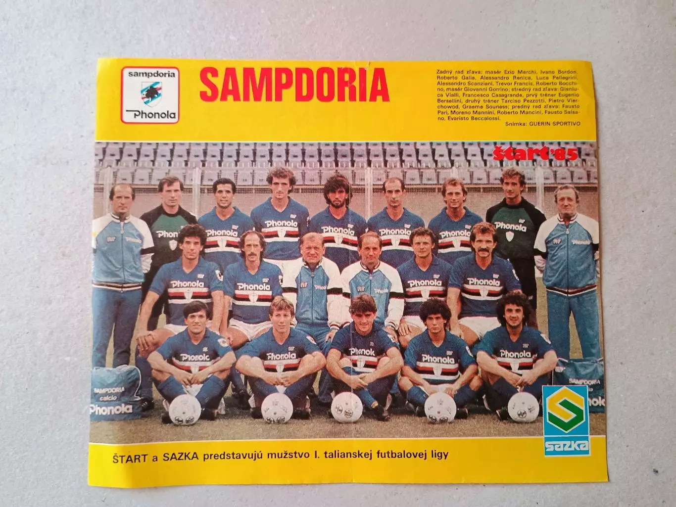 Плакат из журнала ,,Start- Sampdoria