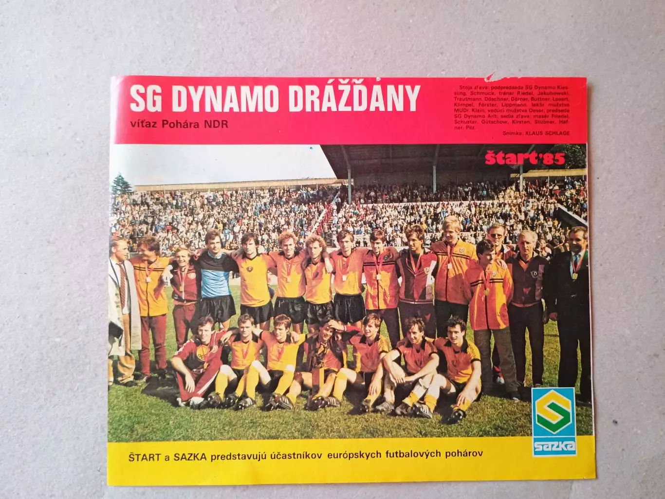 Плакат из журнала ,,Start- Dynamo Dresden 2