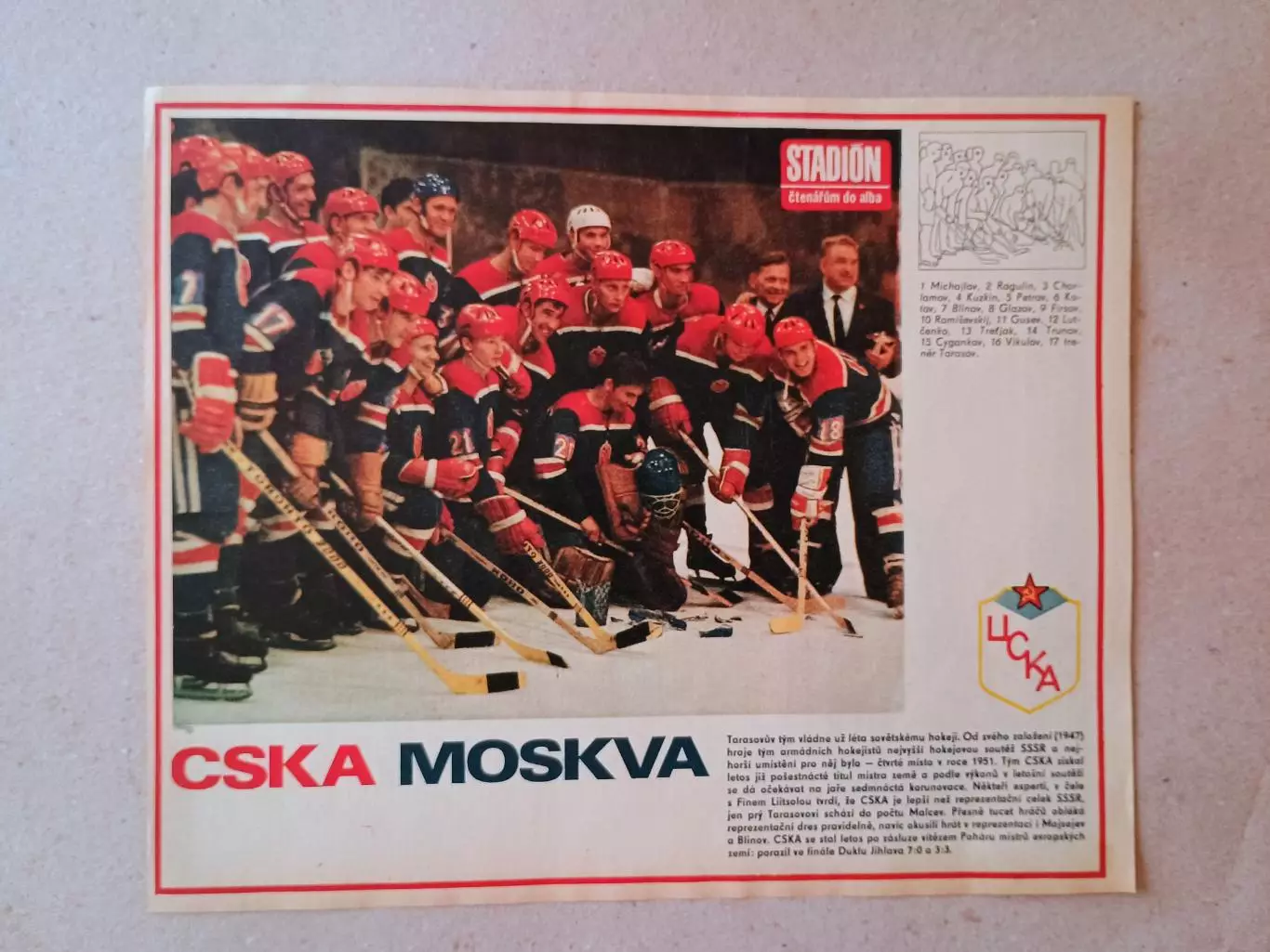 Плакат из журнала ,Stadion- CSKA