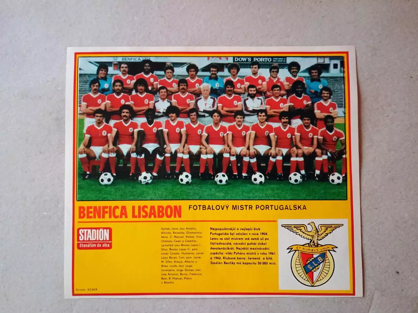 Плакат из журнала ,,Stadion- Benfica 6