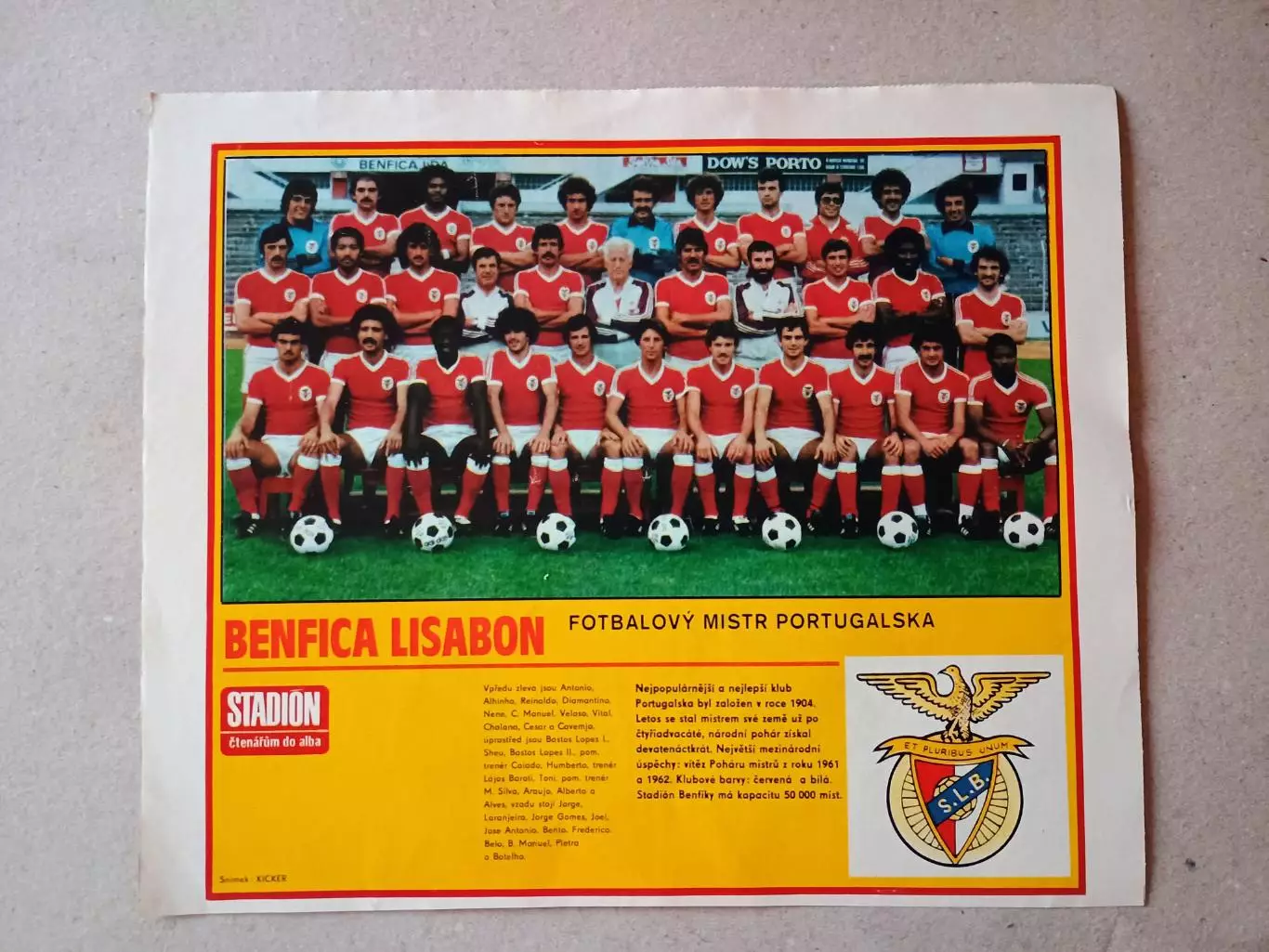 Плакат из журнала ,,Stadion- Benfica 7