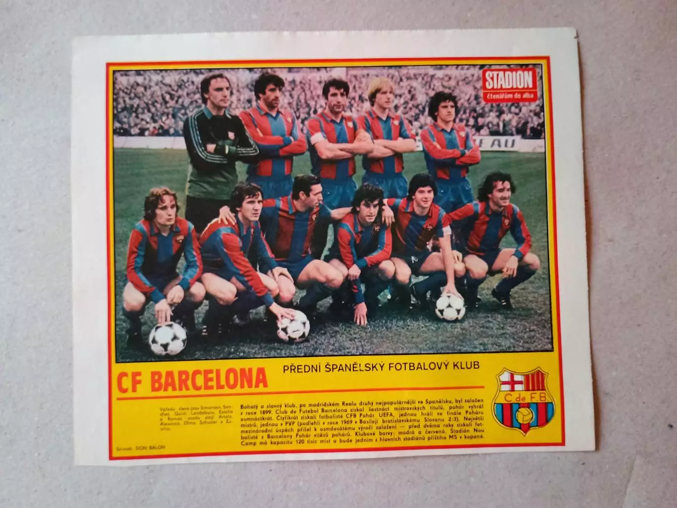 Плакат из журнала ,,Stadion- Barcelona 8