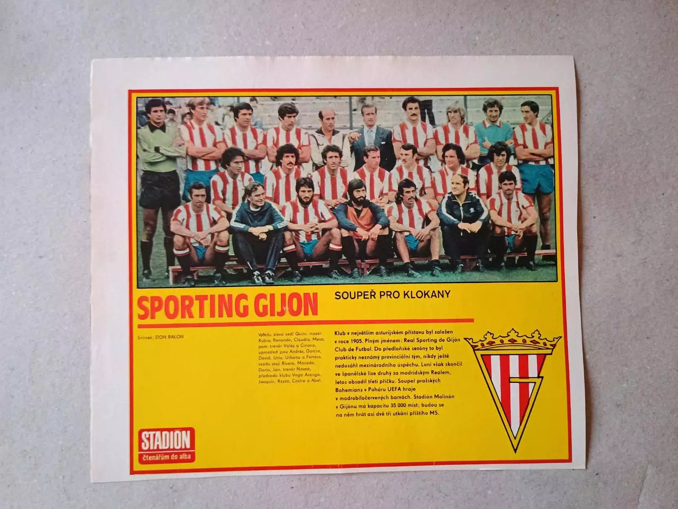 Плакат из журнала ,,Stadion- Gijon