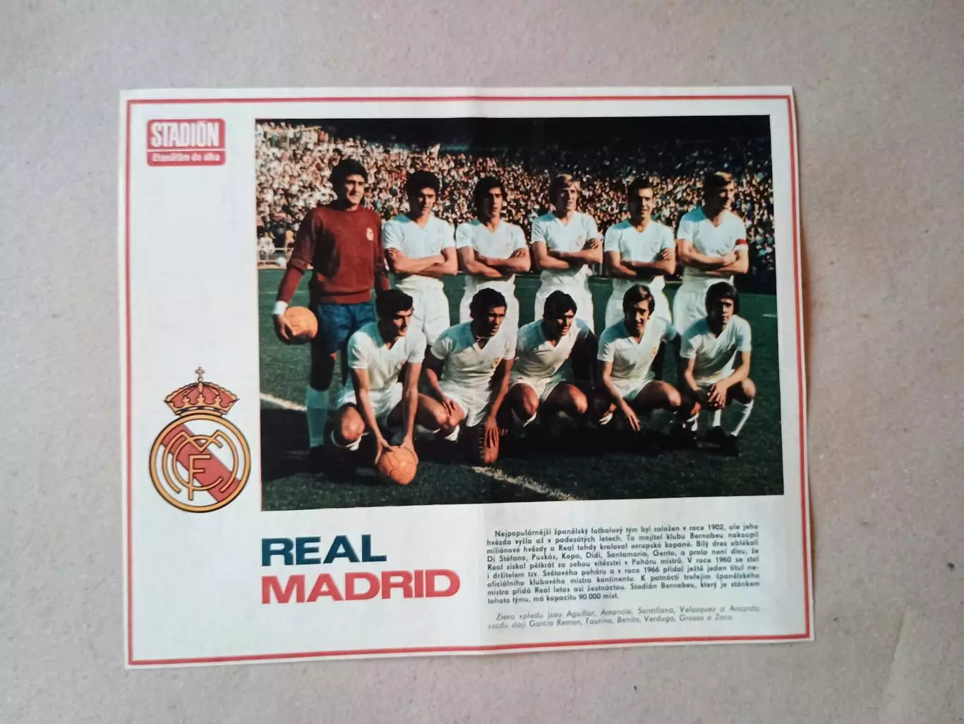 Плакат из журнала ,,Stadion- Real Madrid 10