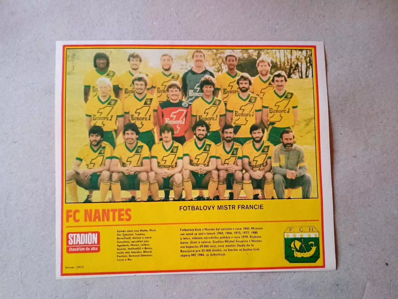 Плакат из журнала ,,Stadion- Nantes 8