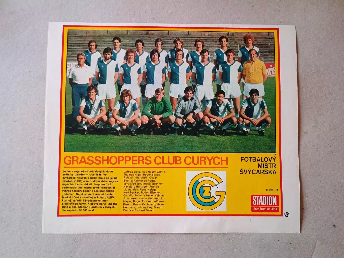 Плакат из журнала ,,Stadion- Grasshoppers