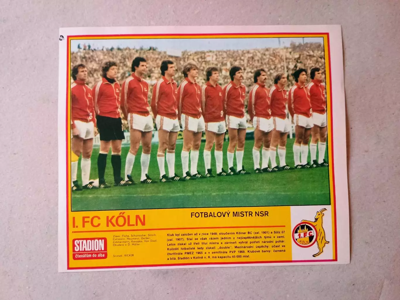 Плакат из журнала ,,Stadion- Koln 8