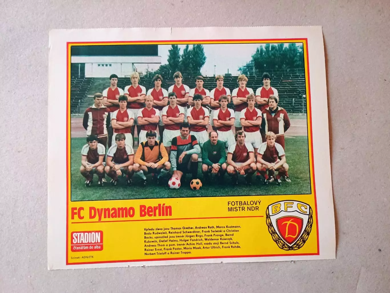Плакат из журнала ,,Stadion- Dynamo Berlin 5