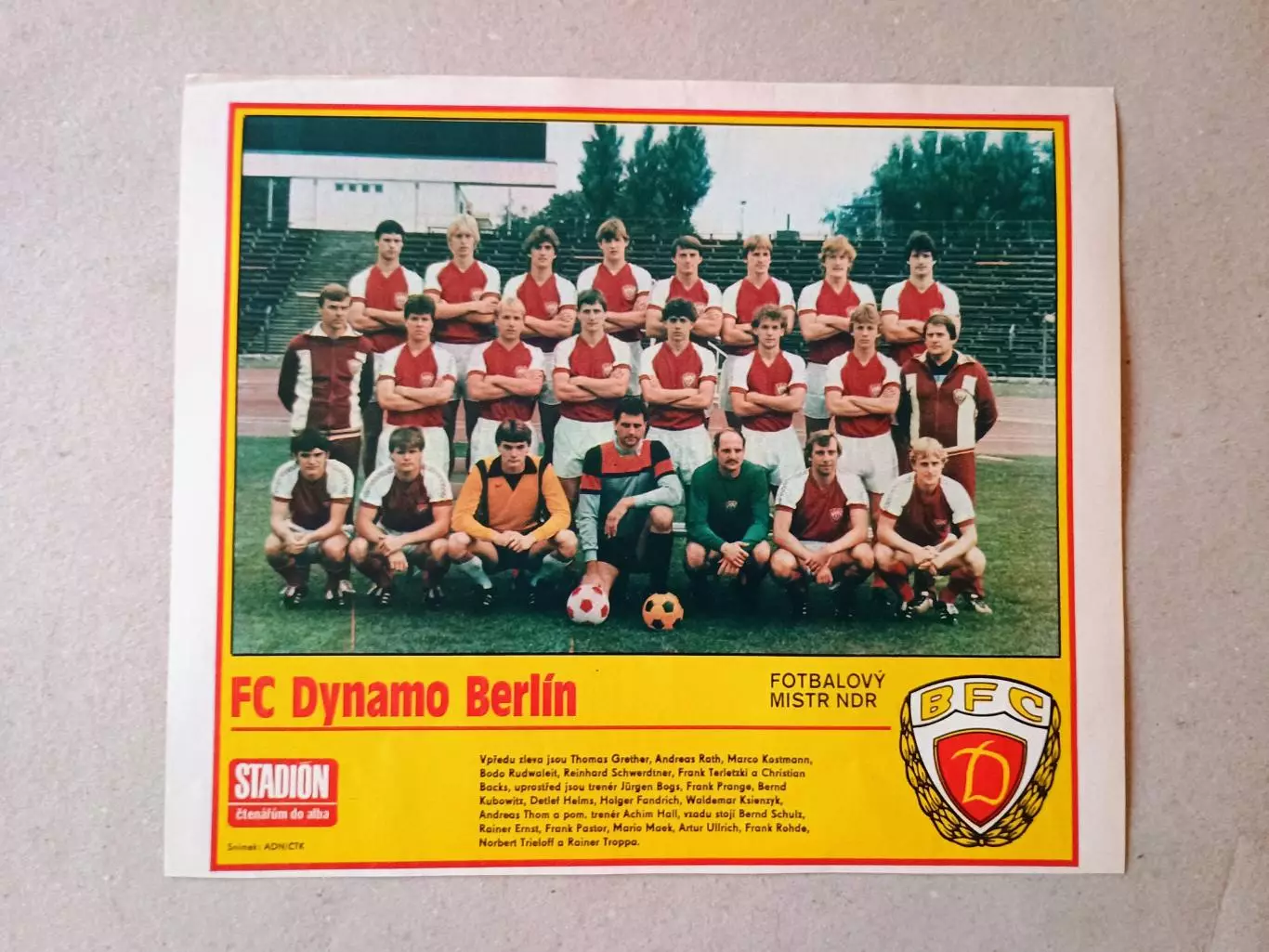 Плакат из журнала ,,Stadion- Dynamo Berlin 6