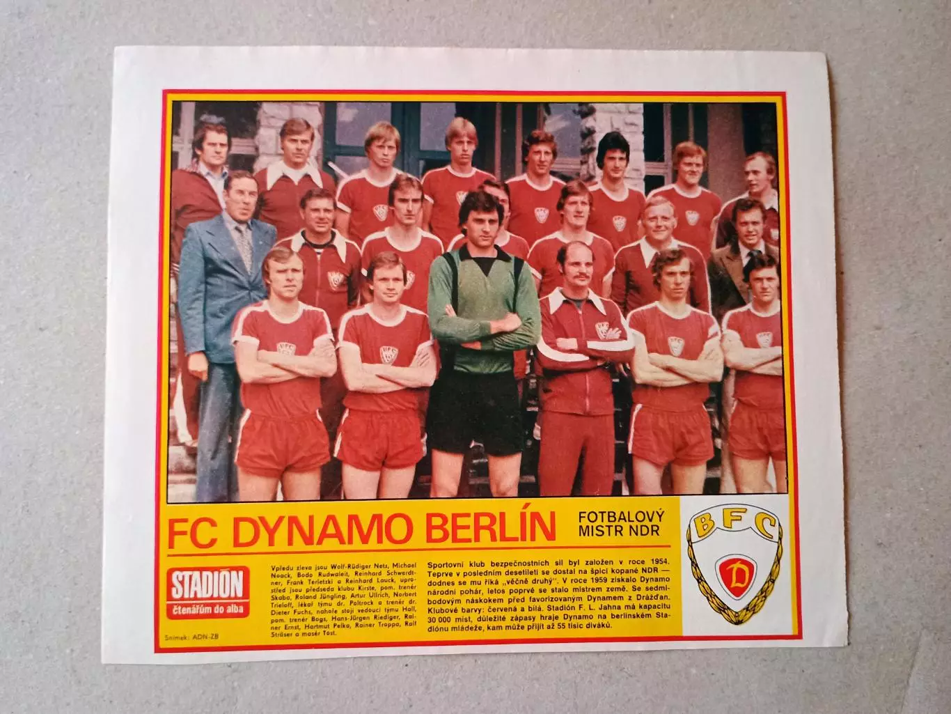 Плакат из журнала ,,Stadion- Dynamo Berlin 7