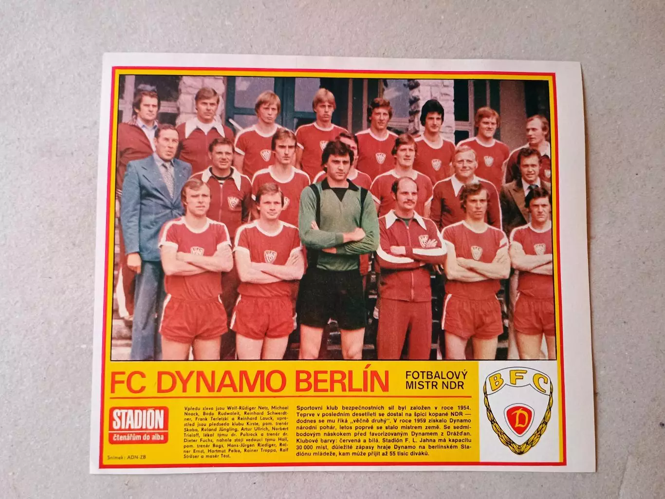 Плакат из журнала ,,Stadion- Dynamo Berlin 8