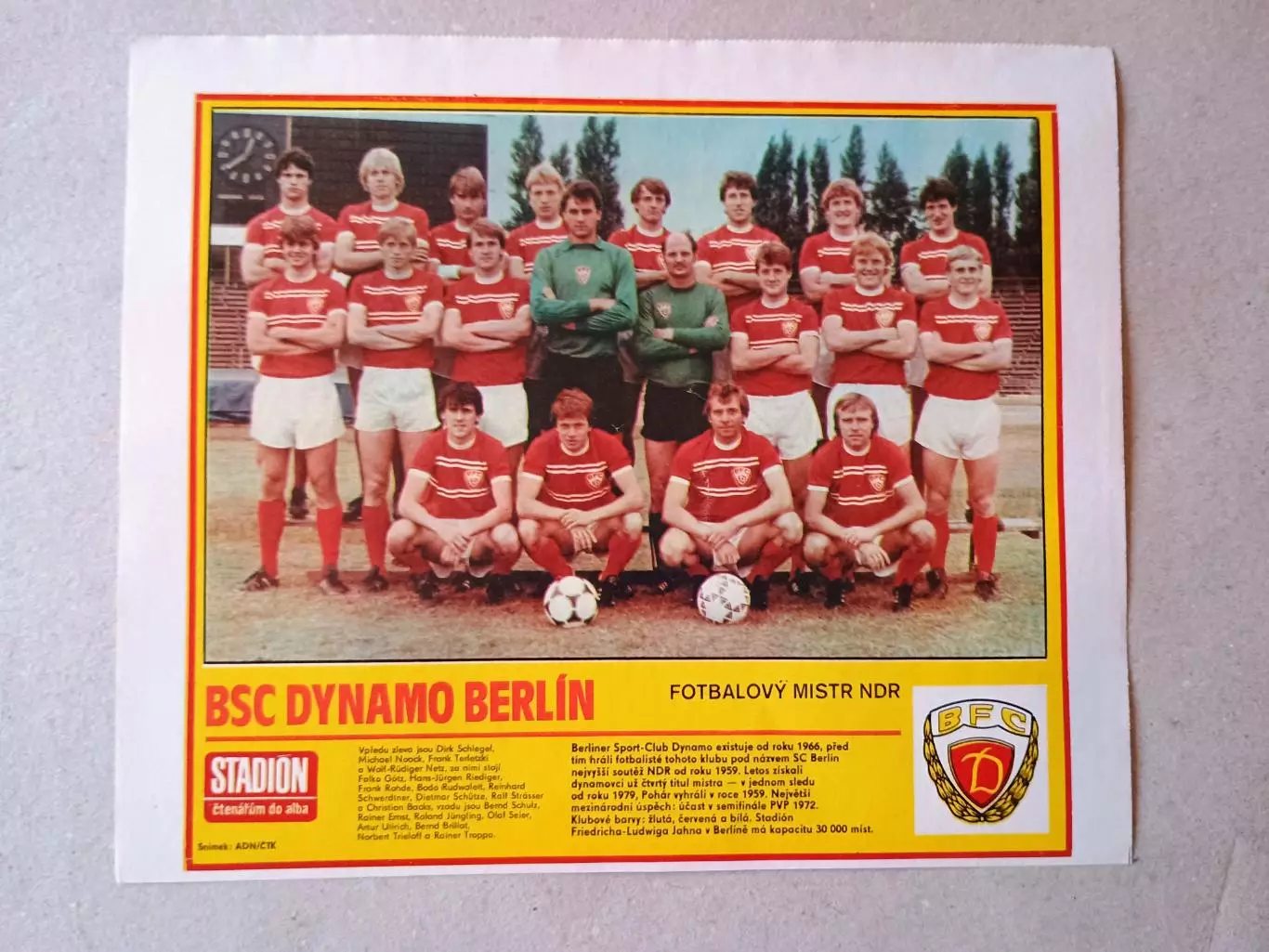 Плакат из журнала ,,Stadion- Dynamo Berlin 9