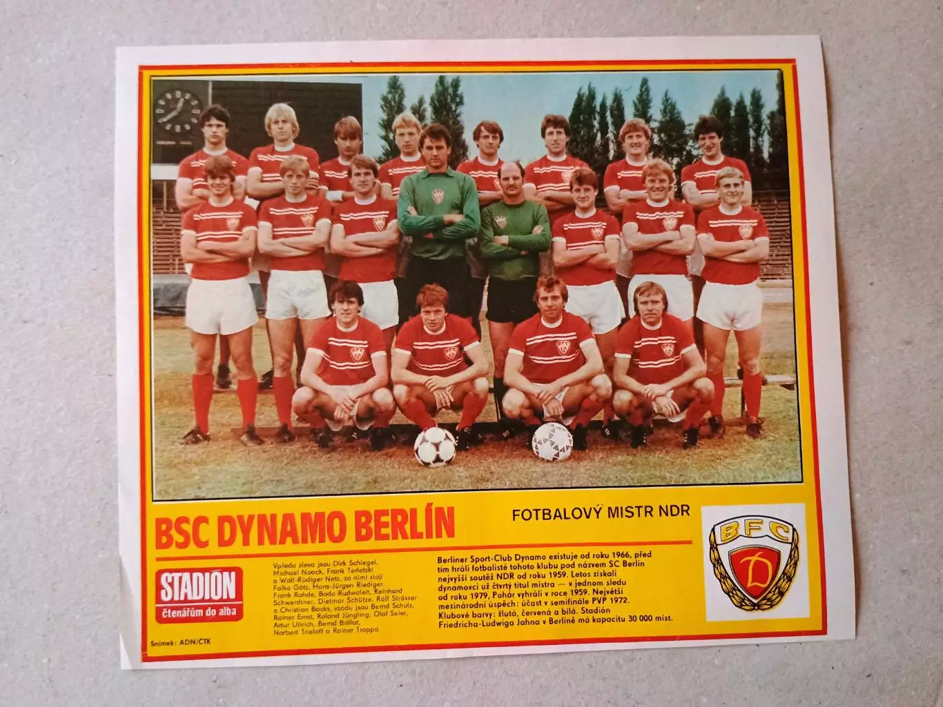 Плакат из журнала ,,Stadion- Dynamo Berlin 10